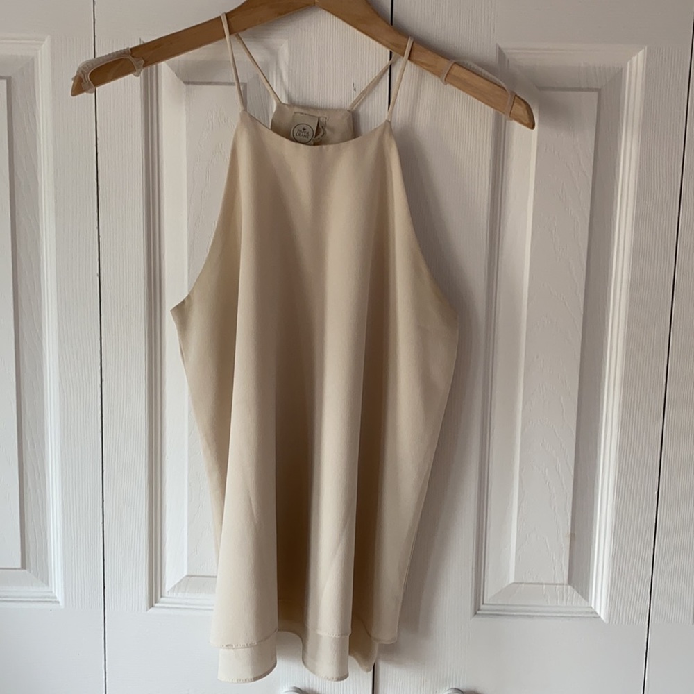 Cream tank halter top flowy Small